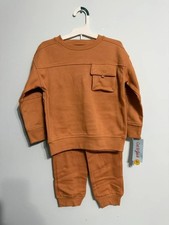 Cat  Jack 2-Piece Boys' Rust Orange Sweatshirt and Jogger Set, Size 4T