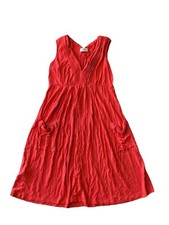 Calvin Klein Womens Size 2 Tank Top V-neck Red Swing Dress Pockets Casual VGUC