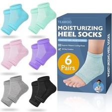 TEAWOO Moisturizing Heel Socks - 6 Pairs for Dry Cracked Feet