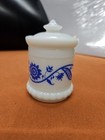 Vintage Hazel Atlas Milk Glass "Sweet Pea" Salve or Spice Jar w/Lid, Spatula — photo 1
