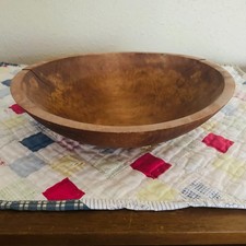 Vtg Primitive Wooden Dough Bowl Hand-Carved Rustic 11"x10.5"x3"