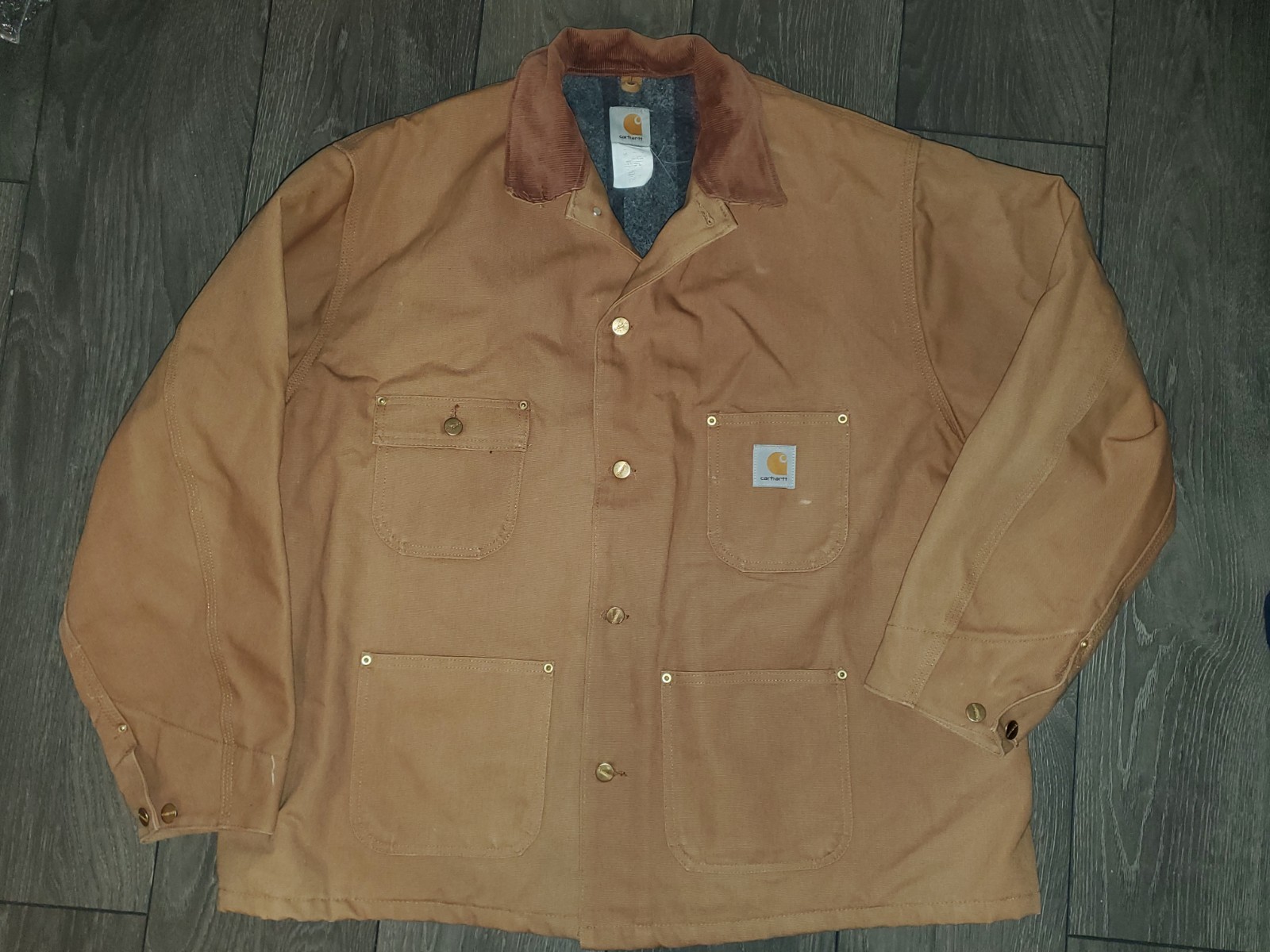 Vintage Carhartt Mens Blanket-Lined Duck Chore Jacket Check Pics for Sizing