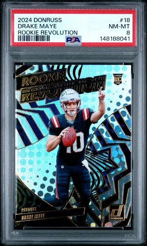2024 PANINI DONRUSS RC REVOLUTION #18 DRAKE MAYE ROOKIE RC PSA 8 NE PATRIOTS