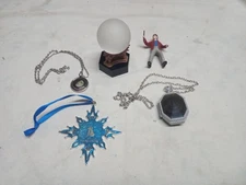 Harry Potter collectible lot, wizarding world trunk orb, pendan, medallion, figu