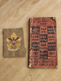 Vintage 1920's Boy Scouts of America (BSA) First Class rank patch & 1928 Diary