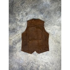 Vintage America flag Vest Leather USA Embroidered