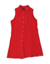 LOTTO Womens Sleeveless Shirt Dress UK 14 Medium Red Cotton DM18