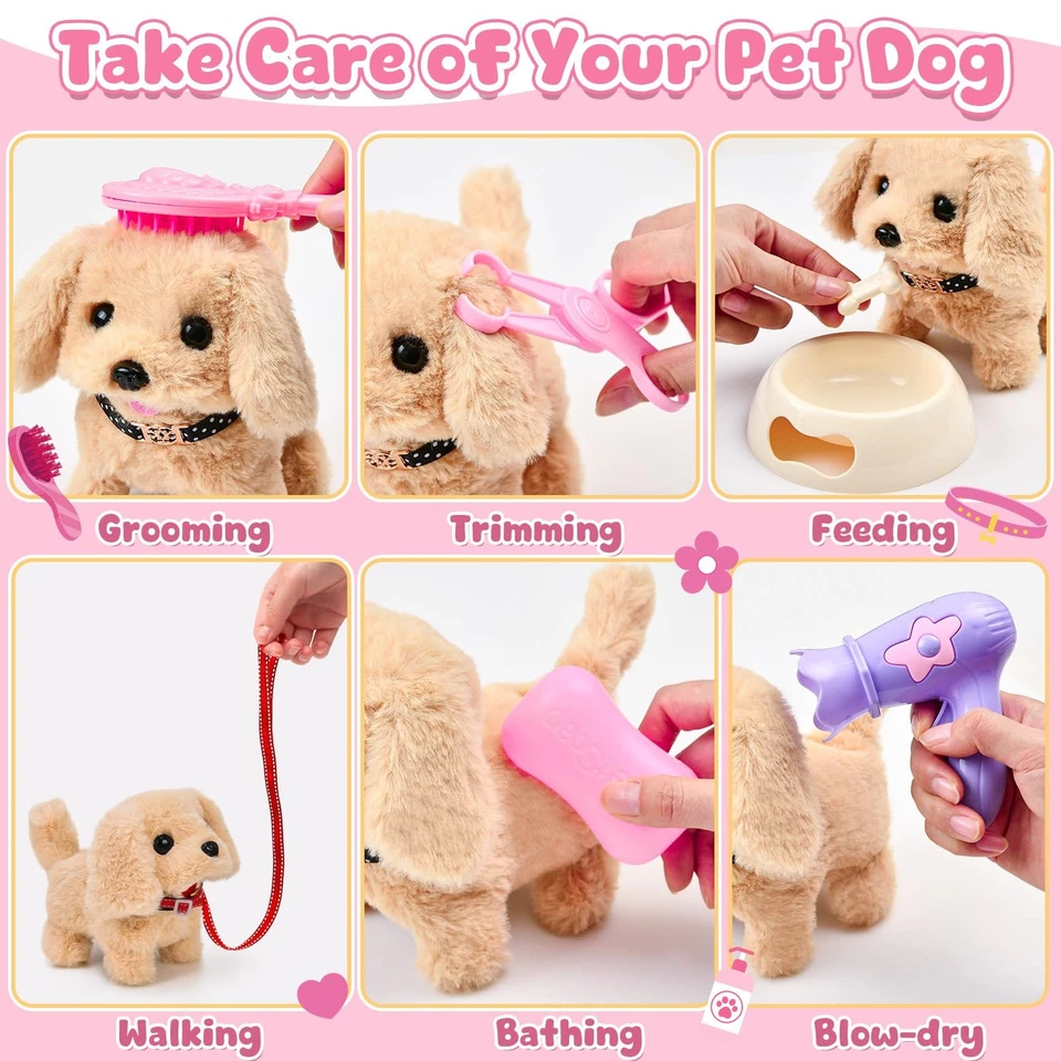 Hund Spielzeug Kinder Interaktives Plüsch Hund mit Leine der Läuft und Bellt ... - Bild 4 von 4