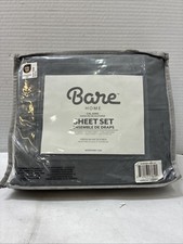 Bare Home Cal King Sheet Set Grey 4 Piece Set 1800 Ultra-Soft Microfiber