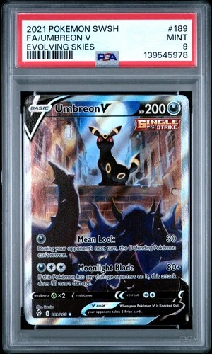 Fa/Umbreon V Pokemon Sword & Shield Evolving Skies 189 NM PSA 9