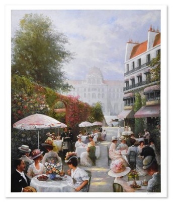 ''The Highnoon Pleasure of Parisians'' Numbered 25x29 Lithograph by Rene Morse