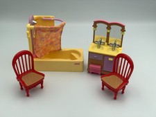 Fisher Price Loving Family Dollhouse Bathroom Set Sink Bathtub  2 chairs