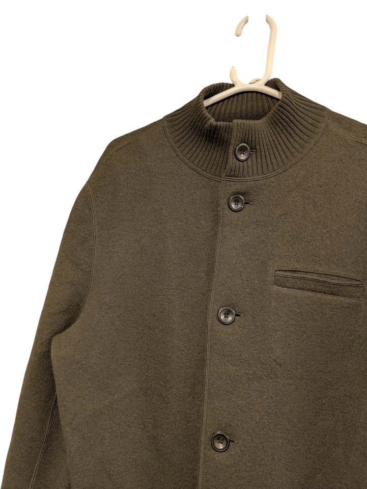 Armani Collezioni Khaki Green Wool Jacket Stand-Up Collar Size L (HE) - Image 3 of 4