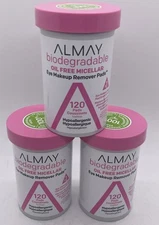 3 pack Almay Biodegradable Oil Free Micellar Eye Makeup Remover Pads 120 ct x3