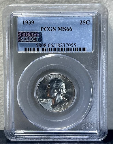 1939 Washington Quarter PCGS MS66 Spotless-Littleton Select!