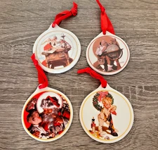 Norman Rockwell Ornaments (4) JC Penney Porcelain Medallion 1995, 1996, 2001 VTG