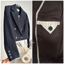 Maeve Anthropology Cropped Navy Blazer Nwt Xs Rrp $160