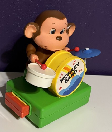 Vintage Play Jour Musical Monkey Band Cassette Wind Up Rhythm ALPS 1980 Rare - Picture 2 of 7