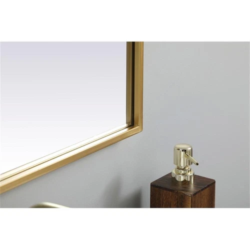 Elegant Decor Ayra 24x30" Arch Modern MDF Wood/Iron Mirror in Brass - Picture 6 of 9