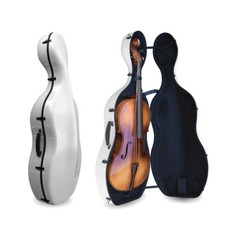 4/4 size Cello Case Carbon Fiber Hard Shell Box wheels straps Lightweigth white