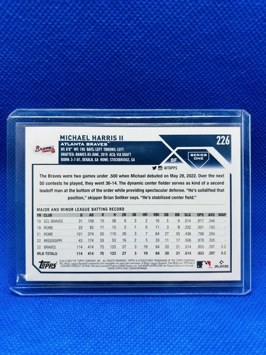 2023 Topps Serie 1 Michael Harris II Rainbow Foil RC #226 Rookie Braves - Foto 2 di 2