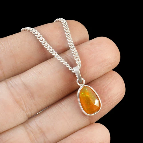 Elegant Opal Brown Sterling Silver Pendant Wedding Necklace  J-113
