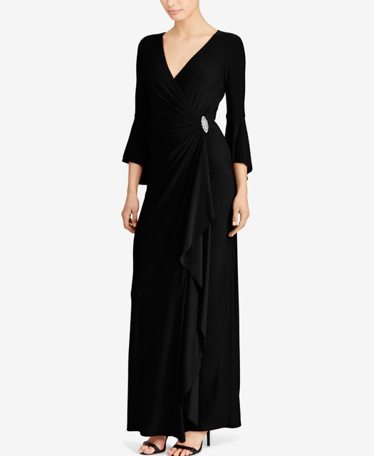 ralph lauren jersey bell sleeve gown