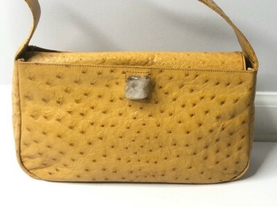 Zagliani Vintage Ostrich Leather Stone Shoulder Bag Italy | eBay