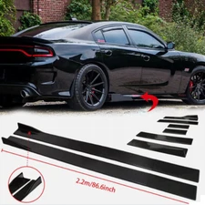 86" x 4" 6pcs Universal Black Side Skirt Extension Rocker Splitters Diffuser Lip