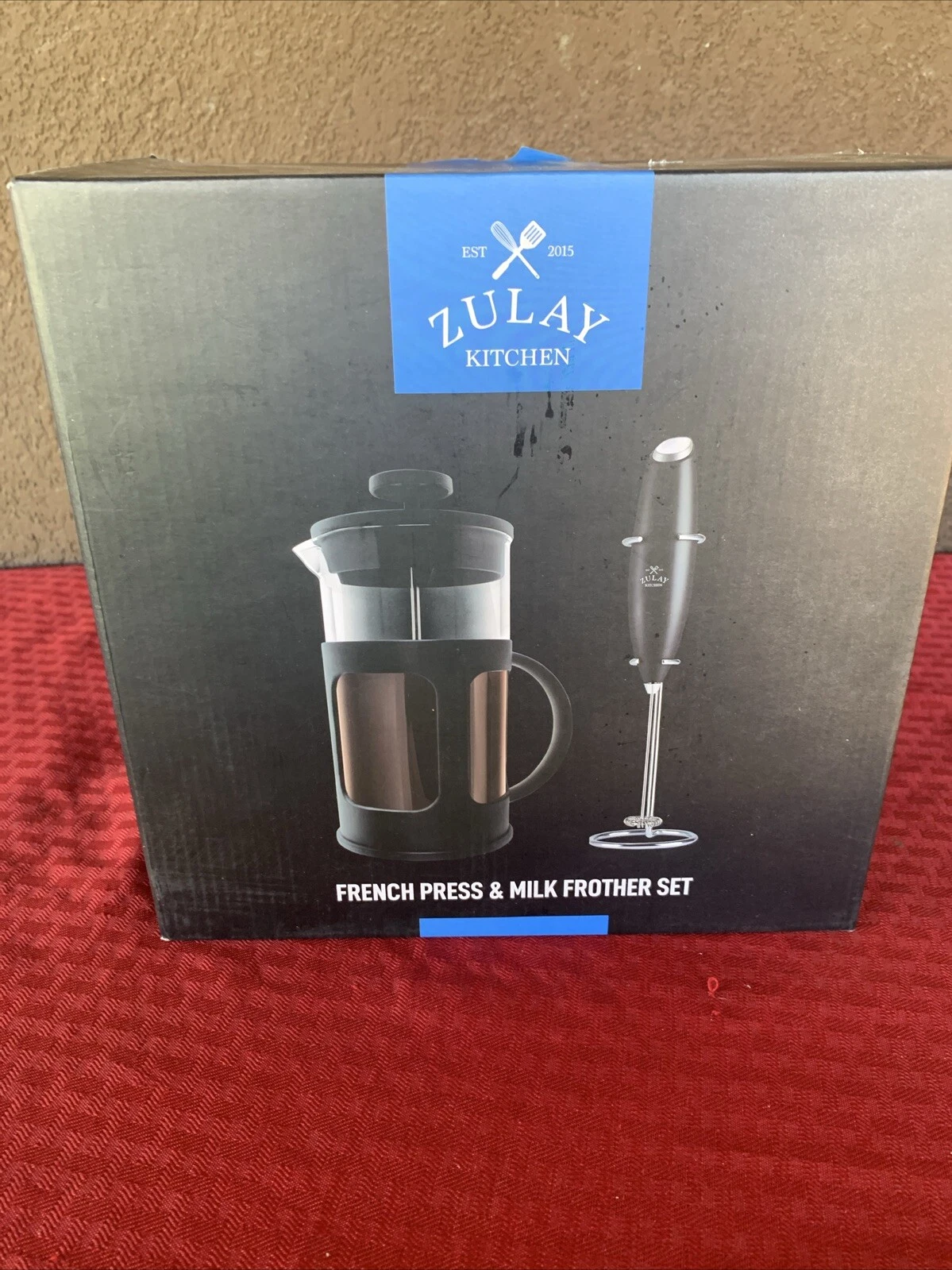 Zulay Kitchen French Press and Milk Frother Set - 34 oz Glass