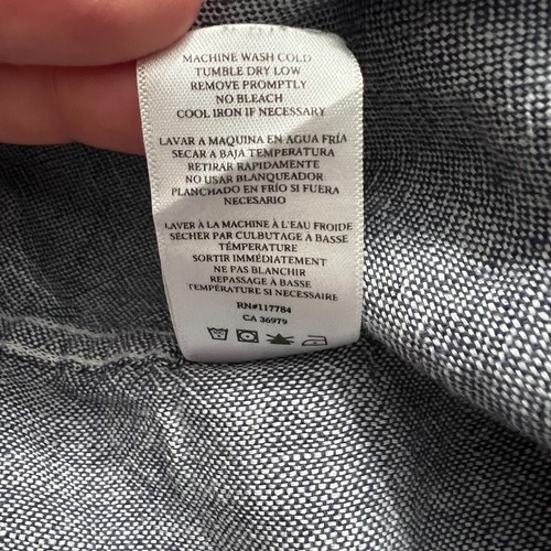 Rails Camicia Uomo XL Navy Chambray Wyatt Bottoni Manica Lunga 100% Cotone - Foto 10 di 11