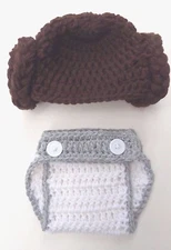 CROCHET LEIA "inspired" HAT DIAPER SET baby infant toddler child knit prop USA