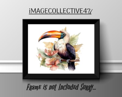 TOUKAN VOGEL BLUME A4 DRUCK BILD POSTER WANDBILD WOHNDEKO UNGERAHMT GESCHENK