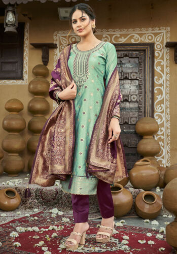 Plus Size Gotowy Salwar Kameez dla kobiet Miętowy Zielony Bollywood Odzież imprezowa - Zdjęcie 1 z 5