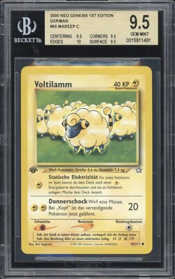 2001 Pokemon GERMAN 1st Edition Neo Genesis Voltilamm-Mareep 65