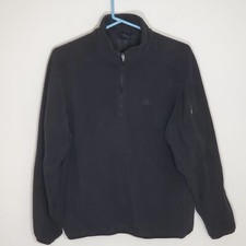 Adidas 1/4 Zip Pullover Black Sweater Three Stripes Fleece Lightweight Sz M