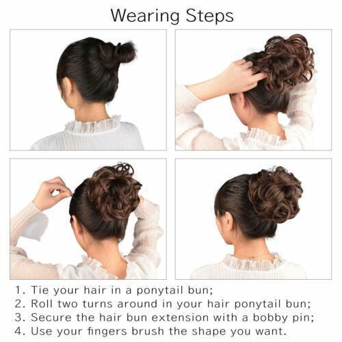 Scrunchie capelli ricci disordinati matrimonio scrunchie naturale spesso updo estensione capelli - Foto 2 di 15