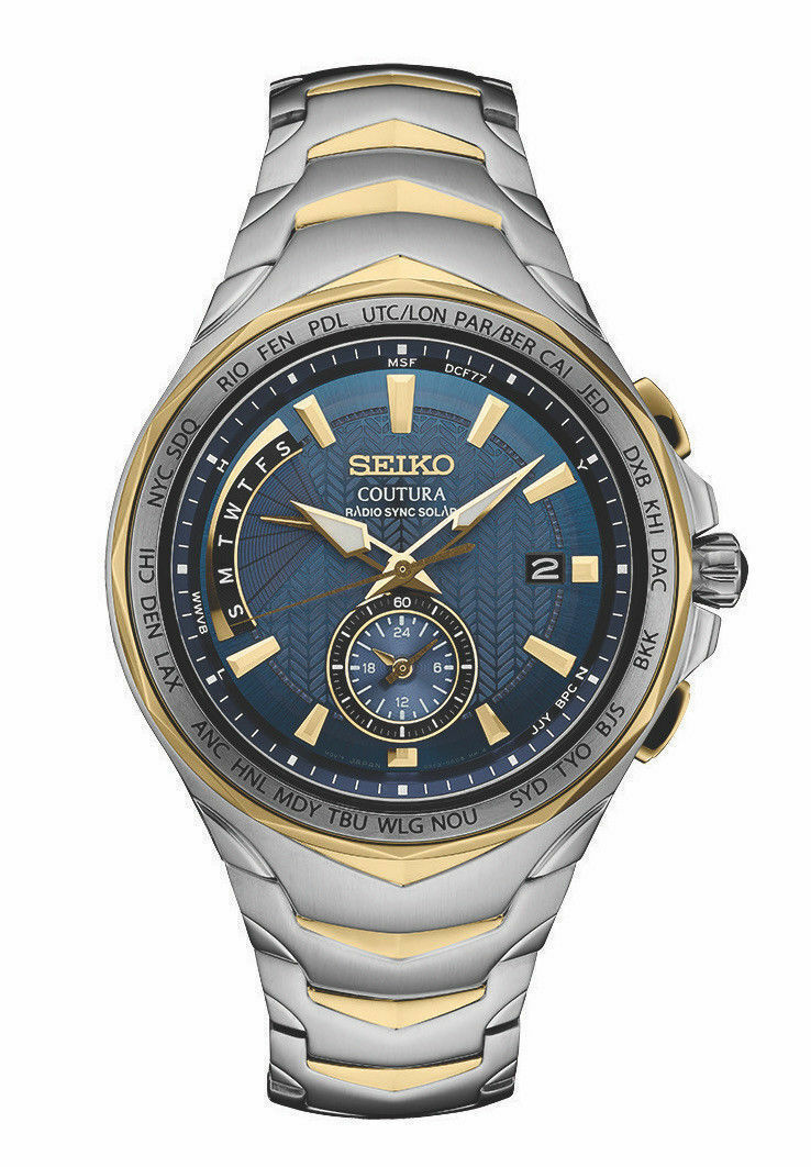 Seiko Men's Coutura Radio Sync Solar Watch in Two-Tone Silver&Gold Watch  SSG020 | eBay