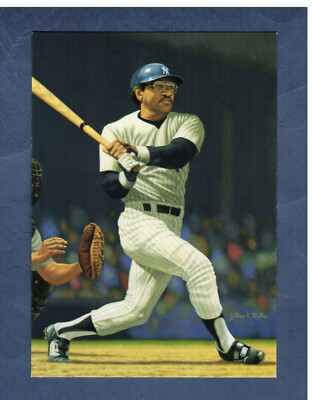 REGGIE JACKSON, Yankees ''REGGIE'' ~ Arthur K Miller 4-1/4''x 6'' art postcard EX/NM