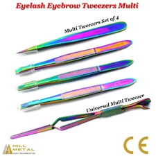 Eyebrow Hair Remover Tweezers Multi Titanium Coated Nail Art Pincher & Pusher CE