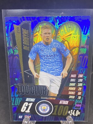 Kevin DeBruyne 2020-21 Match Attax BLUE 100 CLUB card