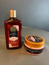 SPA Luxury Cherry Blossom Scent Body Wash 12.5fl/370ml & Body Scrub 8oz New