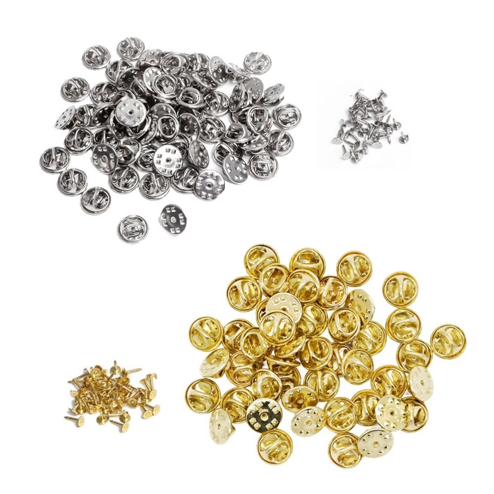 100 Sets Tie Tack Clutch Pin Back Replacement Brooch Pin Backs