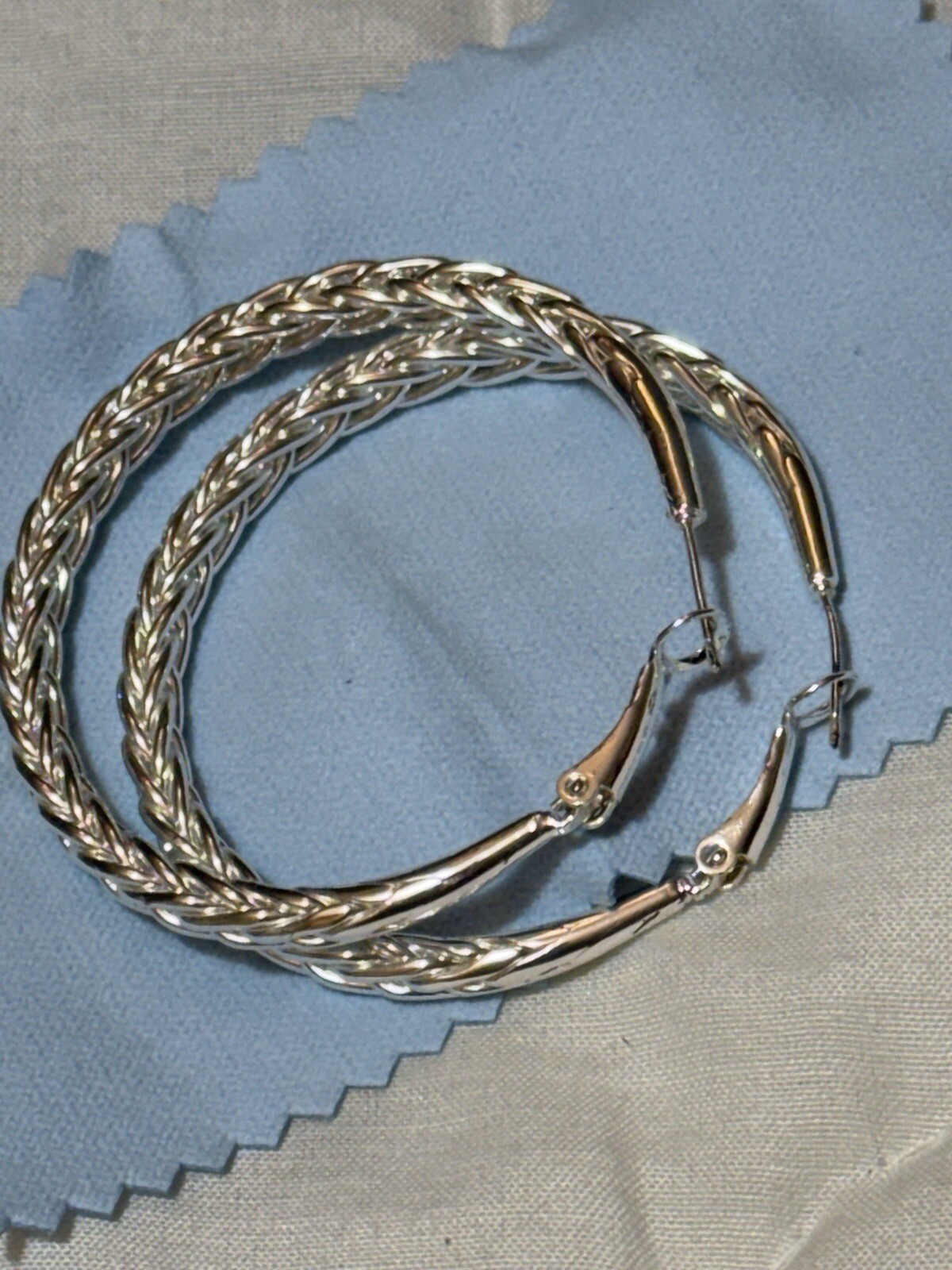 Sterling Silver Hoop Earrings for Pierced Ears Includes Cleaning Cloth-image