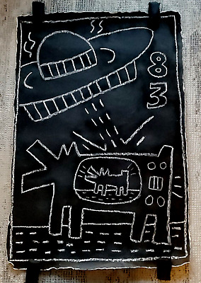 RARE 1983 Original Keith Haring NYC Subway Drawing Barking RARE 1983 Original Keith Haring NYC Subway Drawing Barking