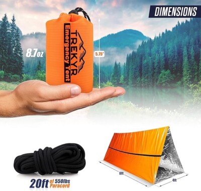 2 Person Mylar Ultralight Survival Tent Emergency Shelter Kit Waterproof 8.7oz