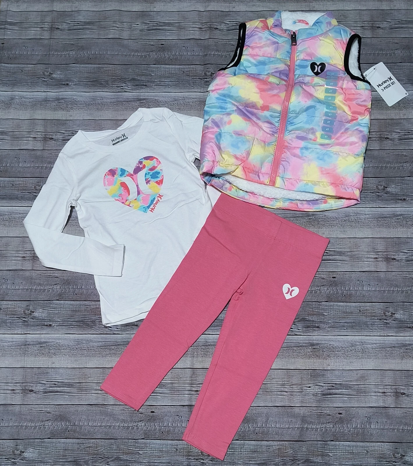 New! Baby Girl's Hurley 3pc Shirt Vest Pants Outfit Size 18 Months