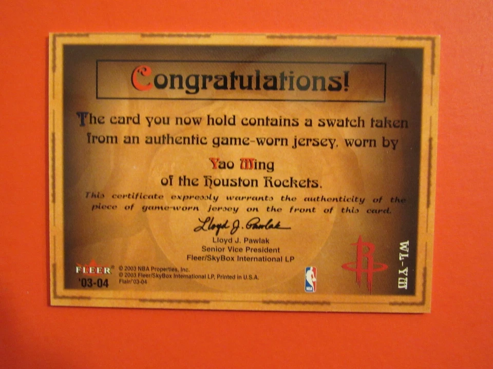 Camiseta deportiva Flair World Leaders 2003-04 usada en juegos Yao Ming #WL-YM HOF Foto 2 de 2