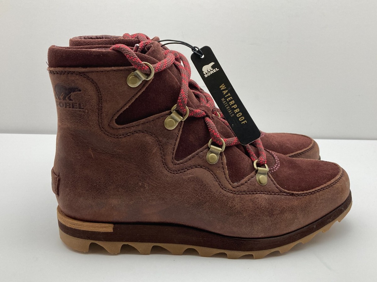 New Sorel Sneakchic Alpine Boots Womens Size Maroon Leather