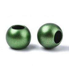75 pcs Matte Green Acrylic Smooth Ball Spacer Beads   12mm   Large Hole: 6mm